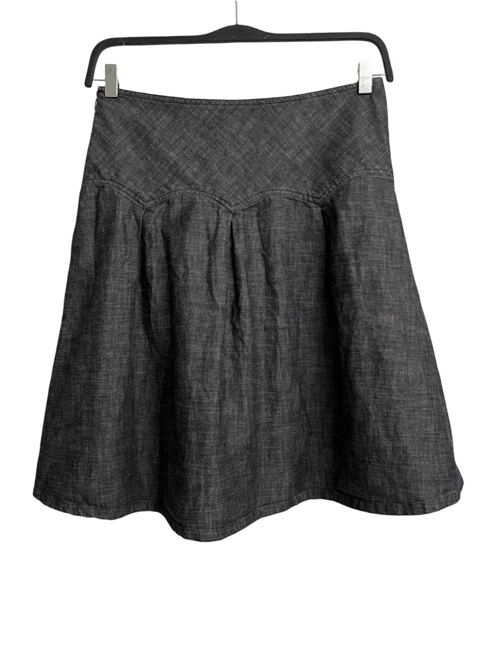 Valerie Stevens Dark Wash Denim Black Blue Pleated Flared Mini Skirt Size 6 - Picture 3 of 6